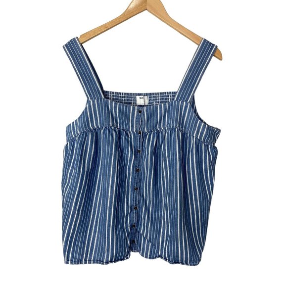 Old Navy Tops - Old Navy women's Chambray cropped halter top blue and white  Size medium
